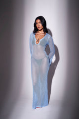 KNITTED FLARED SLEEVE STARFISH  MAXI KAFTAN