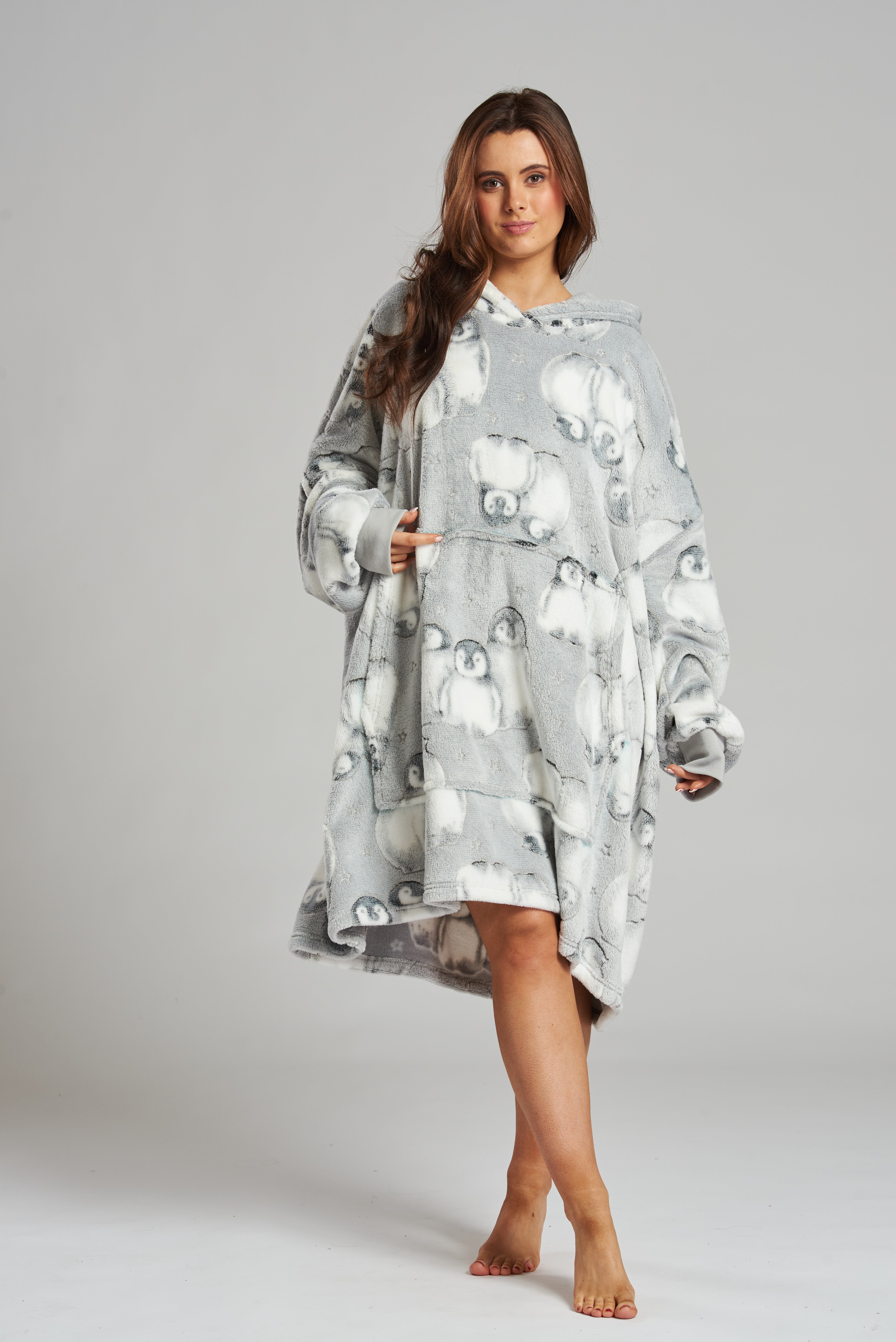 South Beach Silver Penguin Luxury Fleece Snuggle Hoodie