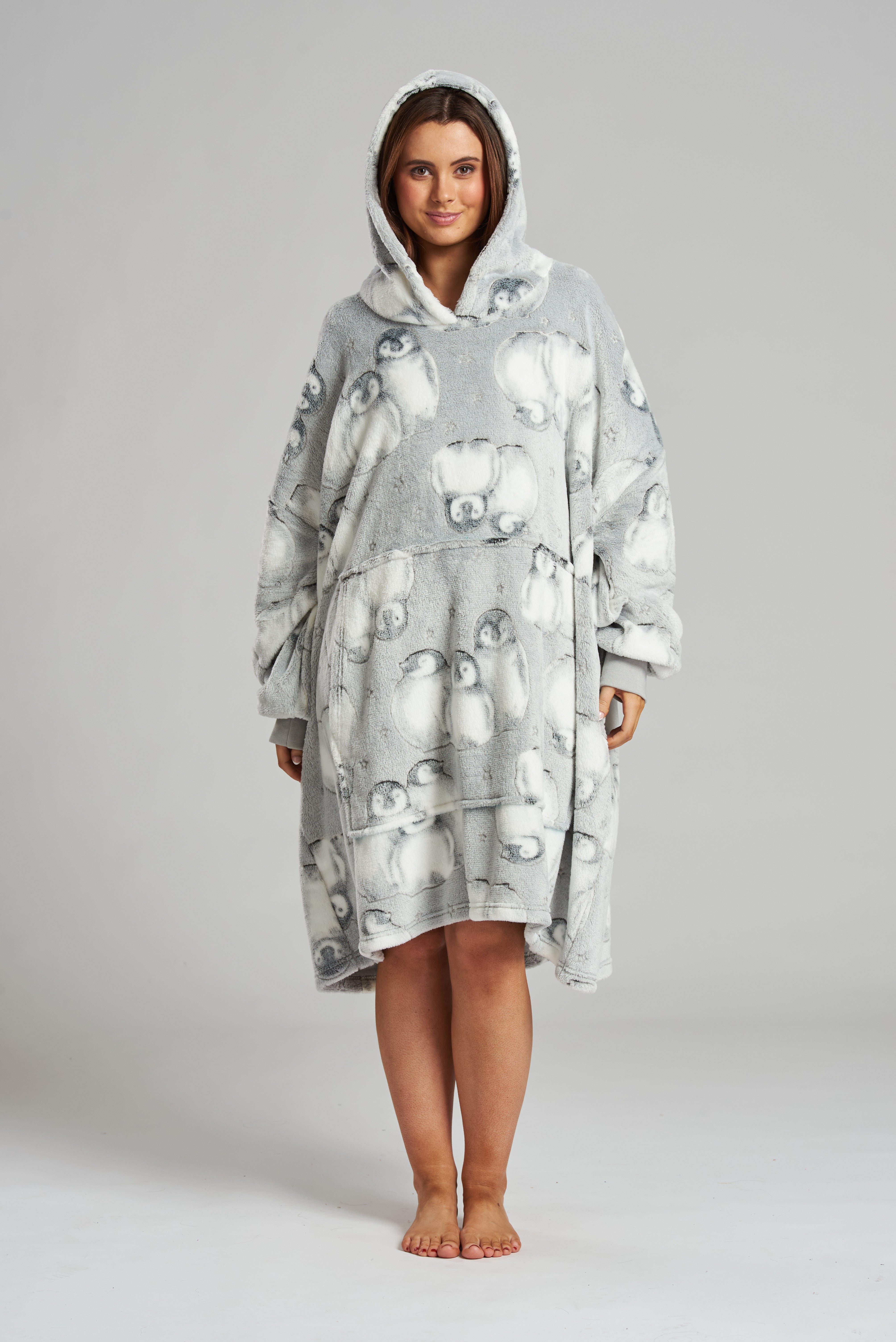 South Beach Silver Penguin Luxury Fleece Snuggle Hoodie