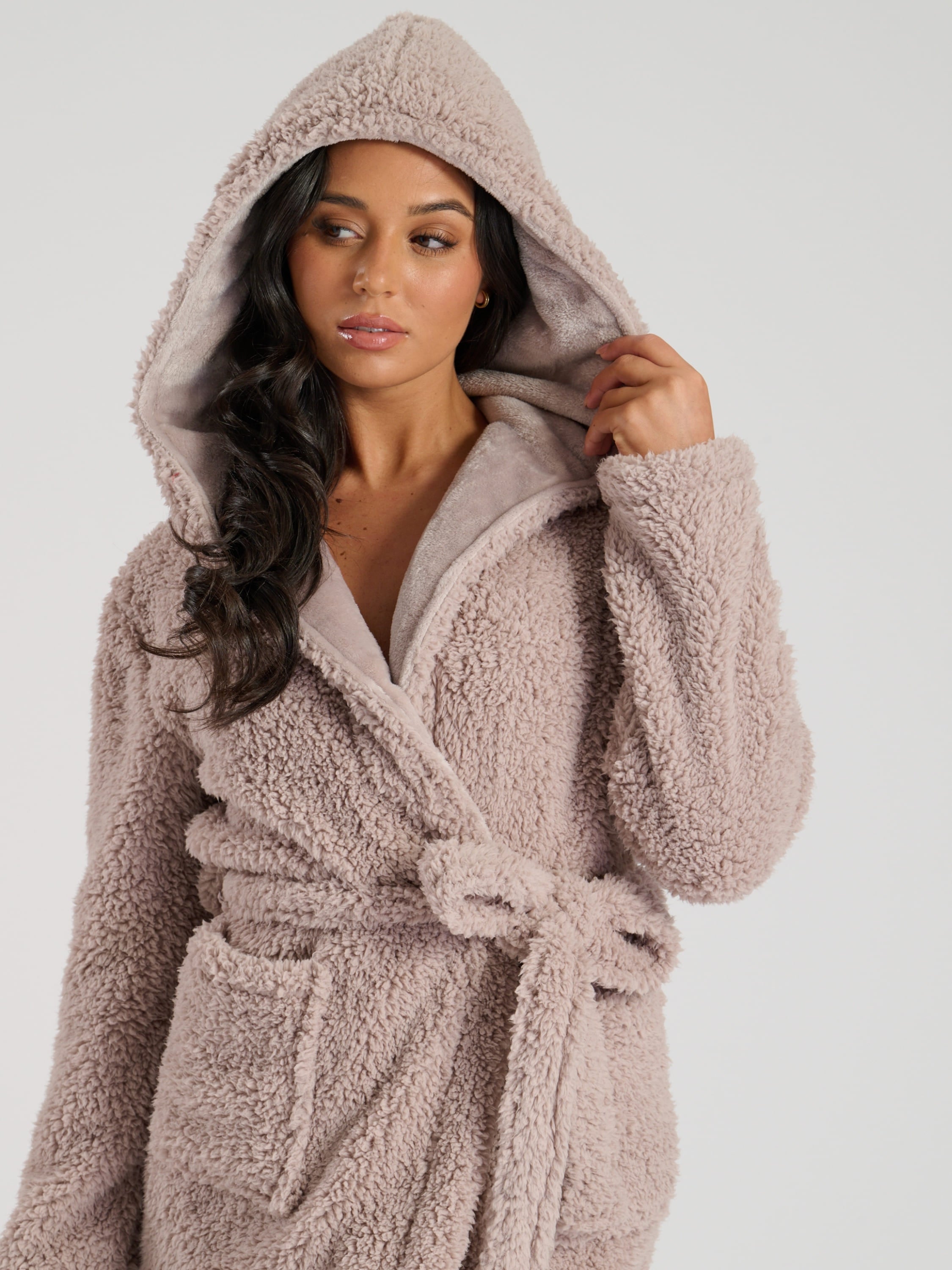 South Beach Sherpa Maxi Robe With Luxury Fleece Lined Hood