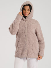 South Beach Mink Borg Button Lounge Hooded Cardigan