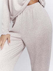 South Beach Knit Rib Long Sleeve And Trouser Pyjama Set