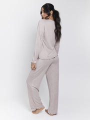 South Beach Knit Rib Long Sleeve And Trouser Pyjama Set