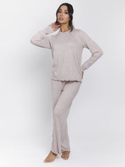 South Beach Knit Rib Long Sleeve And Trouser Pyjama Set