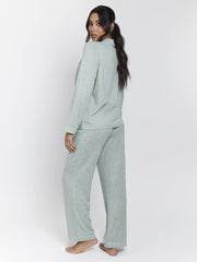 South Beach Brushed Rib Long Sleeve Buttoned Pyjamas