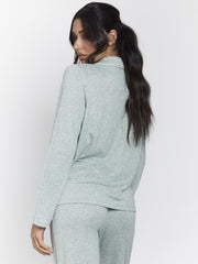 South Beach Brushed Rib Long Sleeve Buttoned Pyjamas