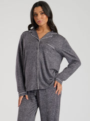 South Beach Marl Brushed Knit Rib Traditional Pyjama Set