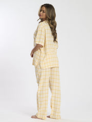 South Beach Cotton Crinkle Traditional Trouser Long Sleeve Set