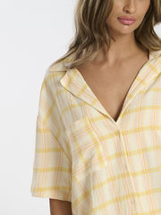 South Beach Cotton Crinkle Traditional Trouser Long Sleeve Set