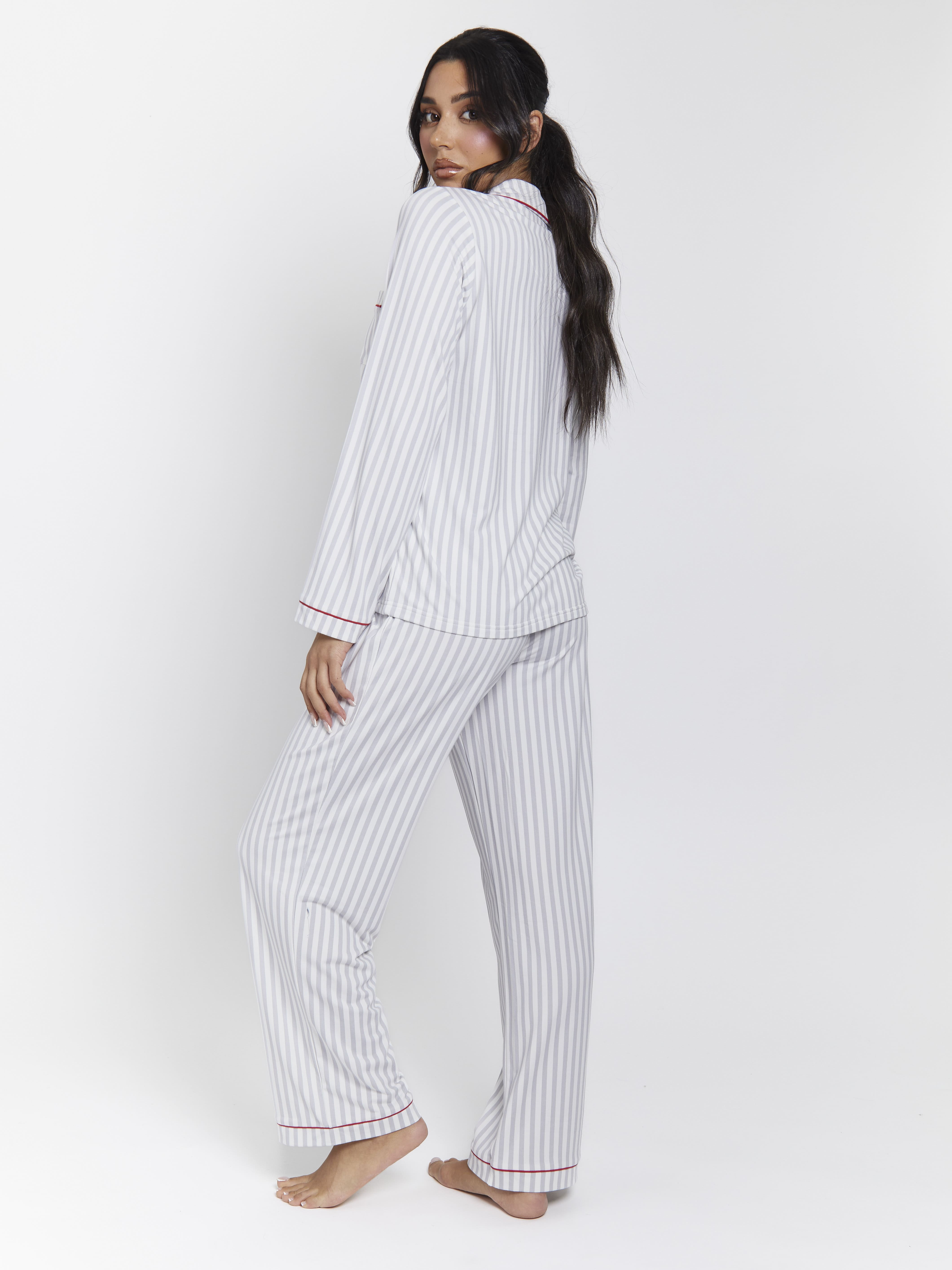South Beach Button Shirt And Long Pant Pyjamas Set