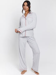 South Beach Button Shirt And Long Pant Pyjamas Set
