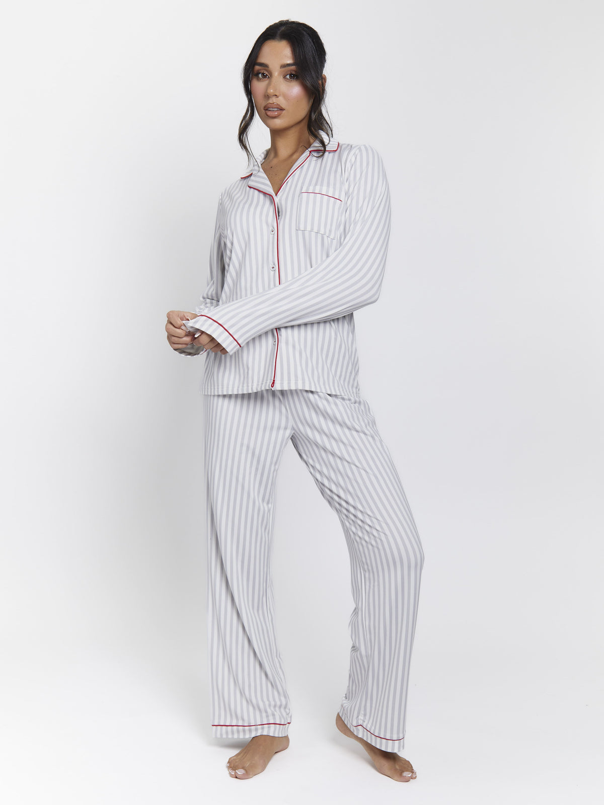 South Beach Button Shirt And Long Pant Pyjamas Set