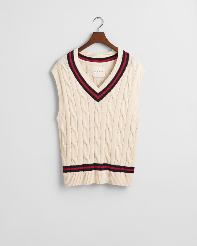 CABLE VEST Beige / S