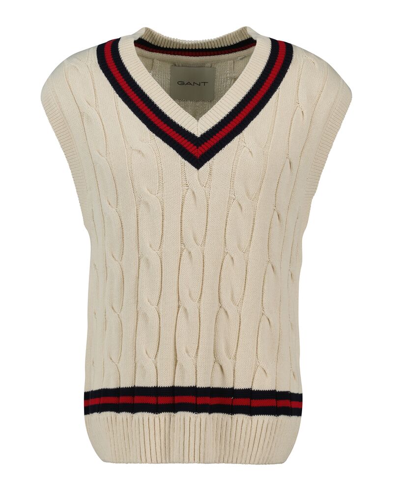 CABLE VEST Beige / S