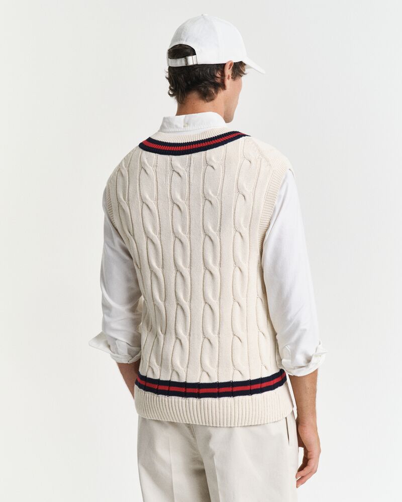 CABLE VEST Beige / S