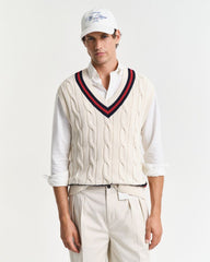 CABLE VEST Beige / S