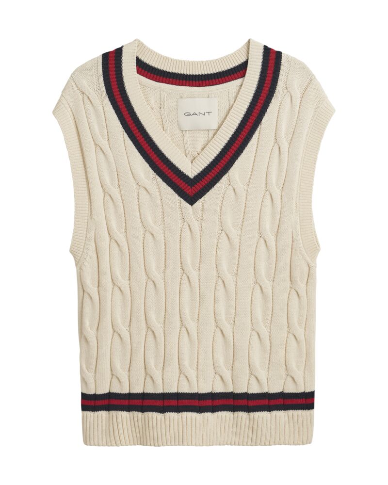 CABLE VEST Beige / S