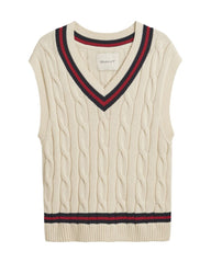 CABLE VEST Beige / S