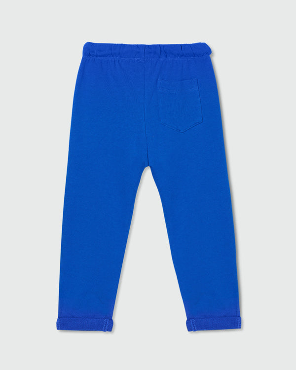 Ovs Baby Boy Lightweight Plush Joggers With Tiger Cub Patch Blue / 24-36M