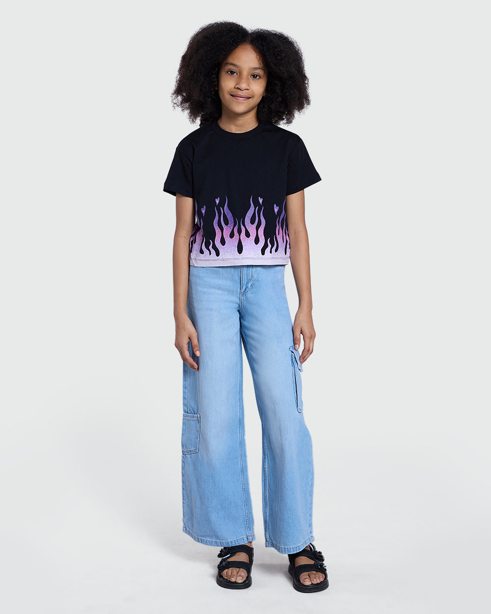 OVS Denim Cargo Trousers For Girls Azure / 9-10 Y