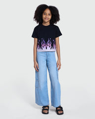 OVS Denim Cargo Trousers For Girls Azure / 9-10 Y