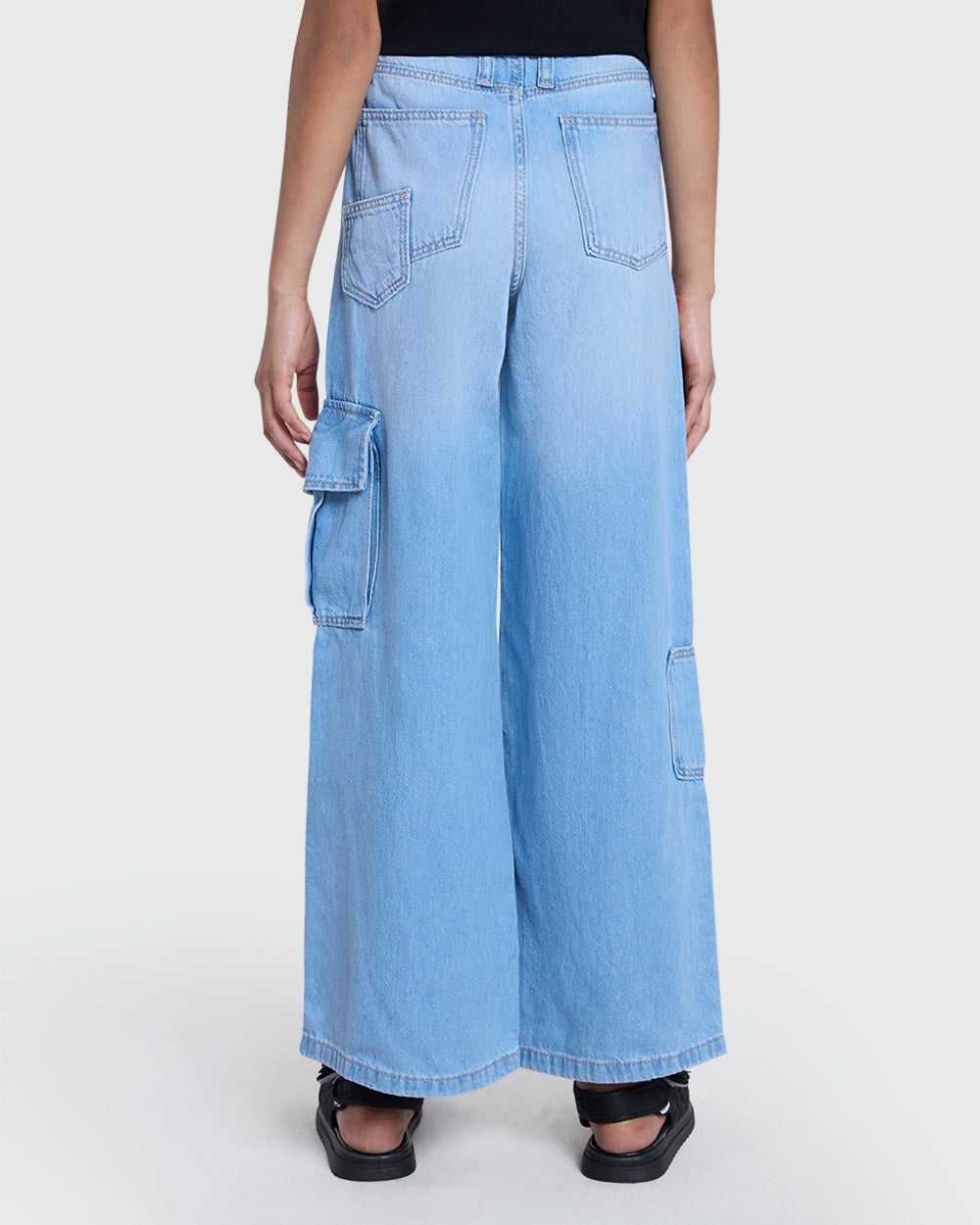 OVS Denim Cargo Trousers For Girls Azure / 9-10 Y