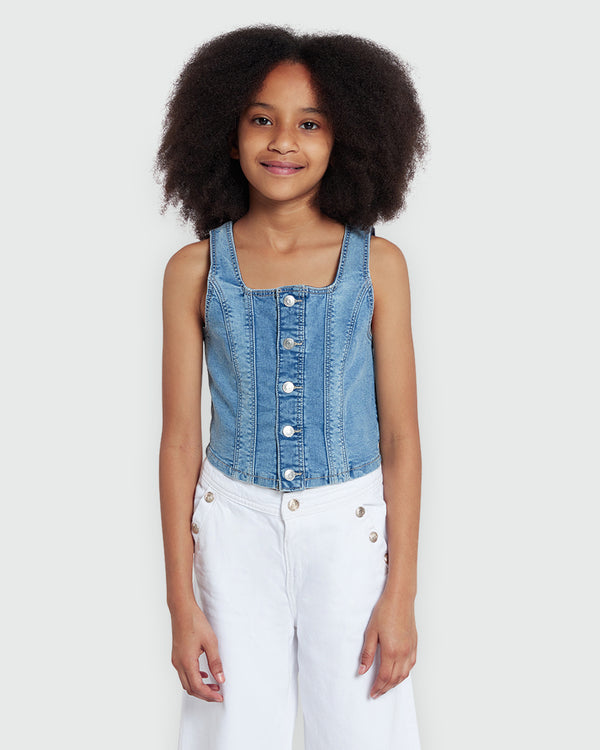 Girls' Medium Blue Denim Top From OVS Blue / 11 -12 Y