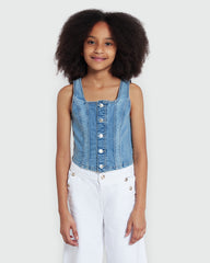 Girls' Medium Blue Denim Top From OVS Blue / 11 -12 Y