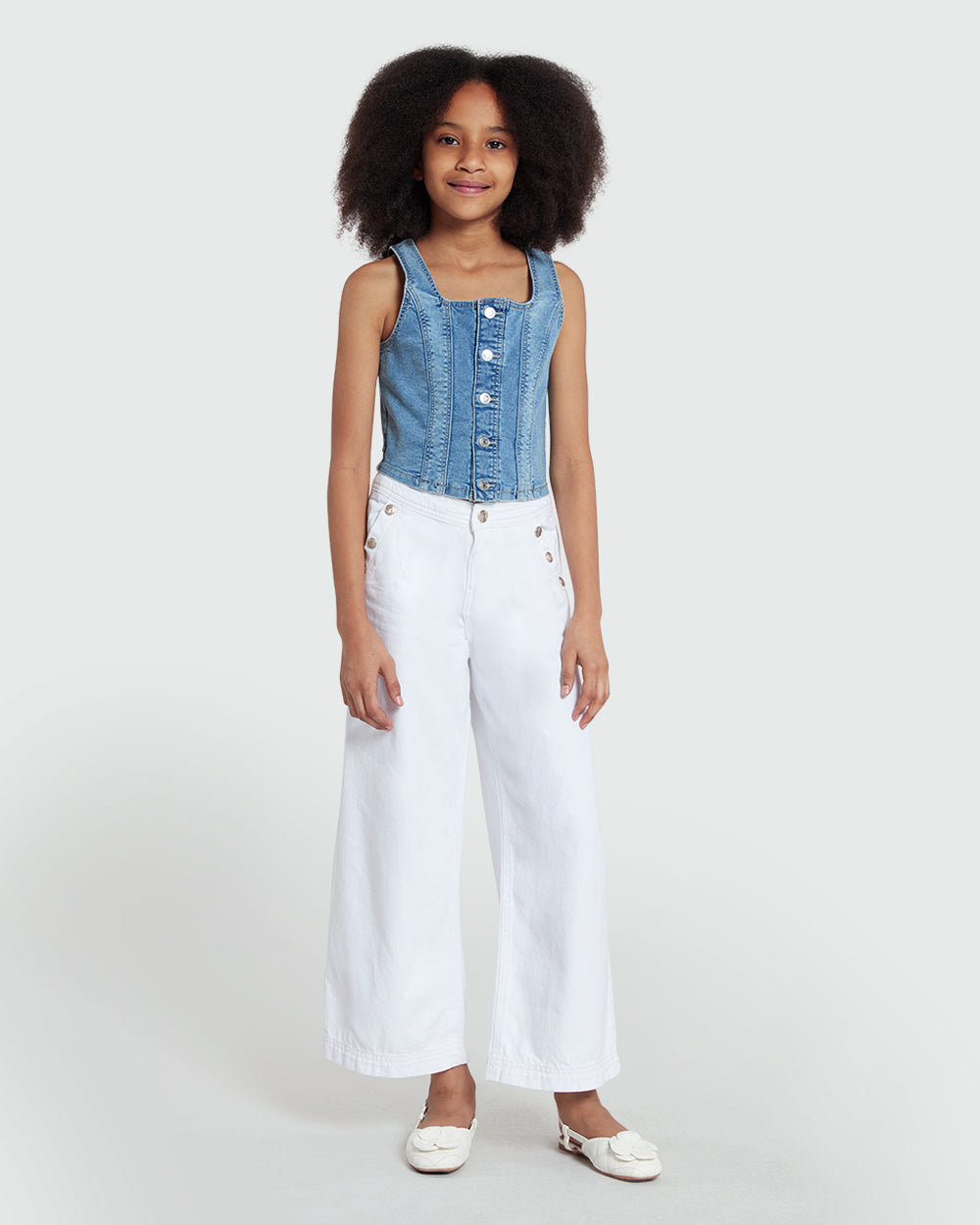 Girls' Medium Blue Denim Top From OVS Blue / 11 -12 Y