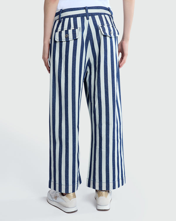 OVS Blue & White Printed Trousers Blue/White / 42