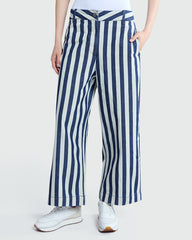 OVS Blue & White Printed Trousers Blue/White / 42