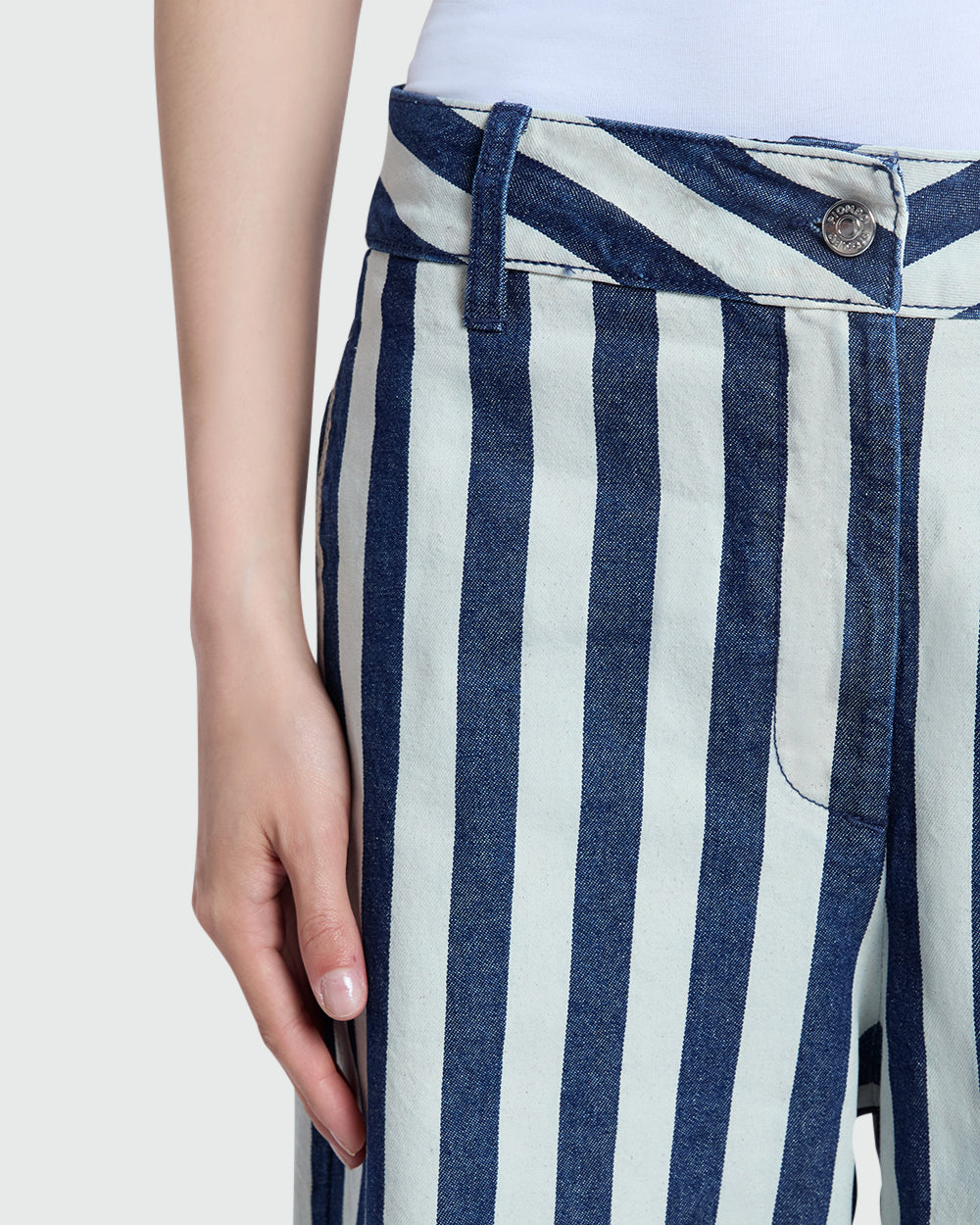 OVS Blue & White Printed Trousers Blue/White / 42