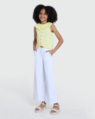 Girls’ Drill Trousers In Lucent White By OVS White / 9-10 Y