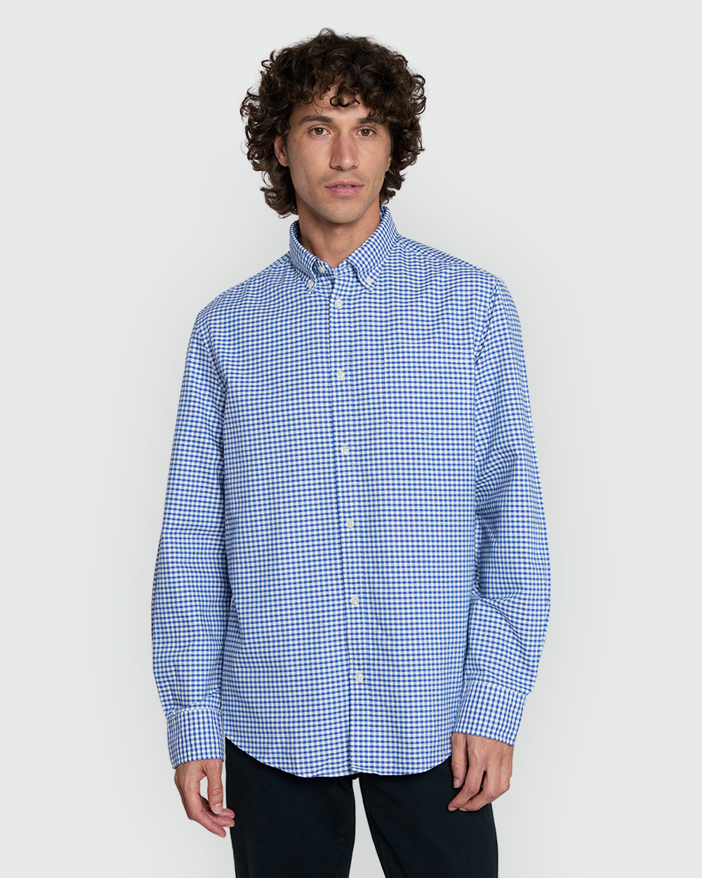 OVS Checked Shirt In Blues Blue/Lt Blue Check / L