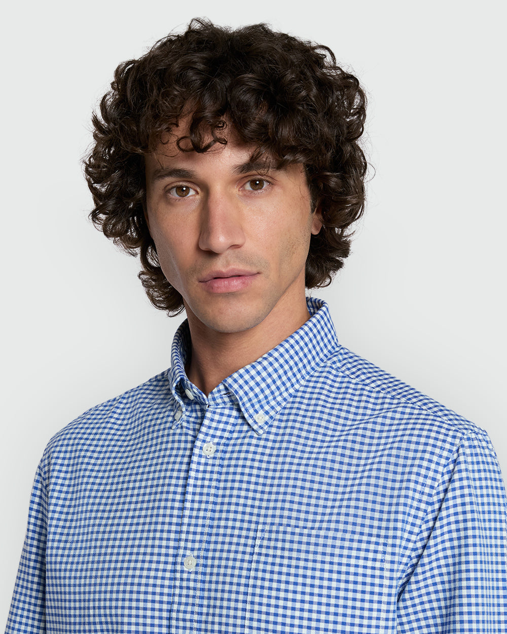 OVS Checked Shirt In Blues Blue/Lt Blue Check / L