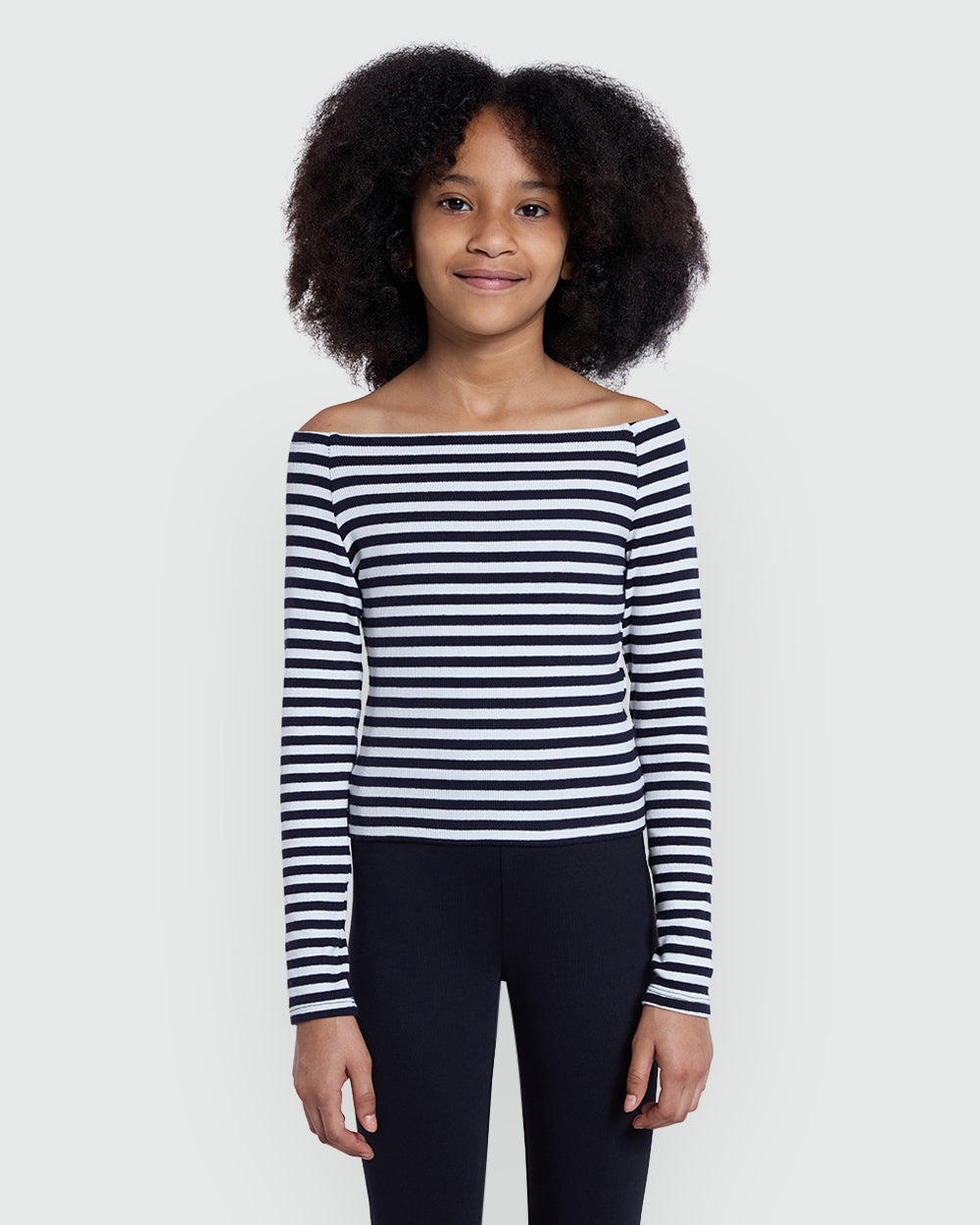 OVS Striped 3/4 Tee For Girls In Blue & White White-Striped Blue / 10-11 Y