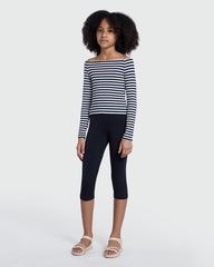 OVS Striped 3/4 Tee For Girls In Blue & White White-Striped Blue / 10-11 Y