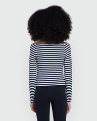 OVS Striped 3/4 Tee For Girls In Blue & White White-Striped Blue / 10-11 Y