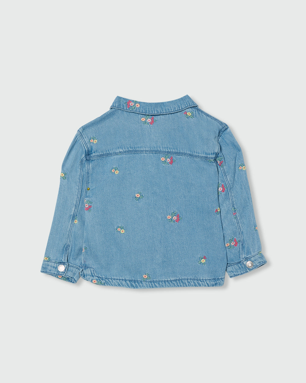 Lyocell And Cotton Shacket With Flowers Embroidery MEDIUM BLUE / 24-30 Months