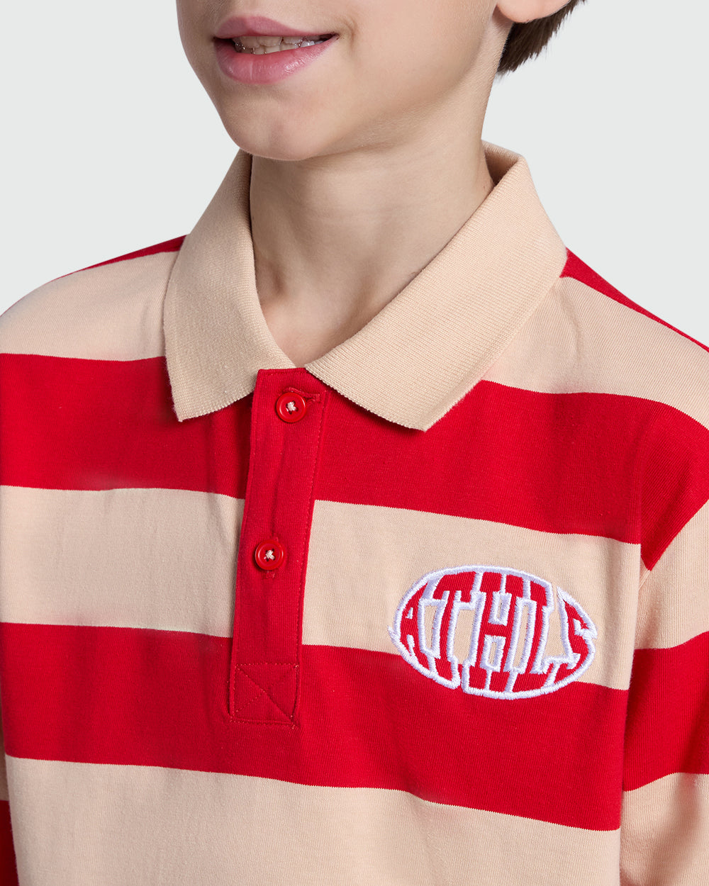 Long-Sleeved Polo Shirt With Striped Pattern And ''Athls'' Embroidery MULTICOLOUR STRIPED / 11 Years