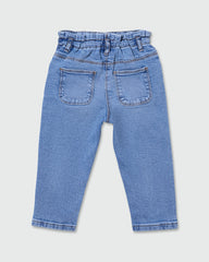 Baggy-Fit Jeans With Five Pockets And Abrasions AZURE / 24-30 Months