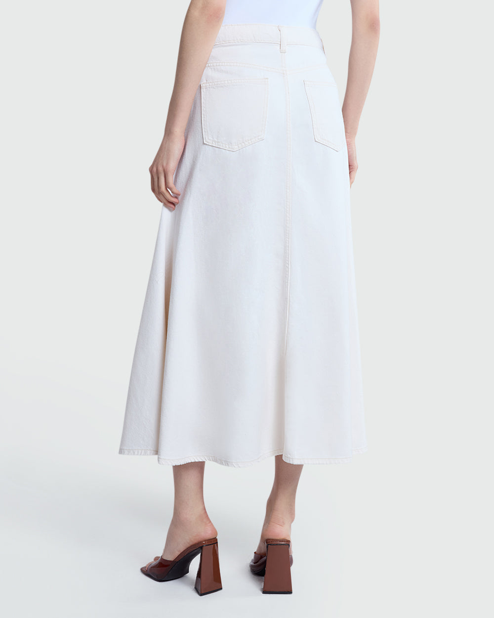 OVS Off-White Denim Full Skirt White / M