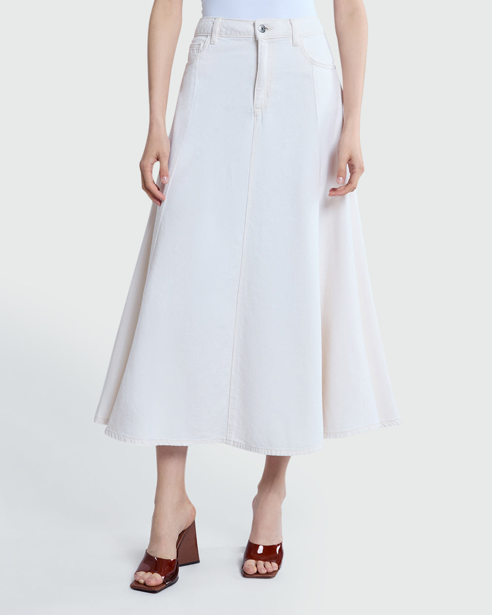 OVS Off-White Denim Full Skirt White / M