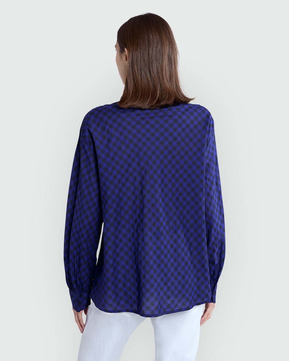 OVS Checked Blouse In Violet And Brown Violet/Brown Check / M