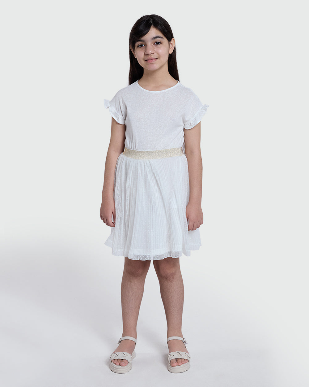 Jersey Dress In Bright White For Girls By OVS White / 9-10 Y