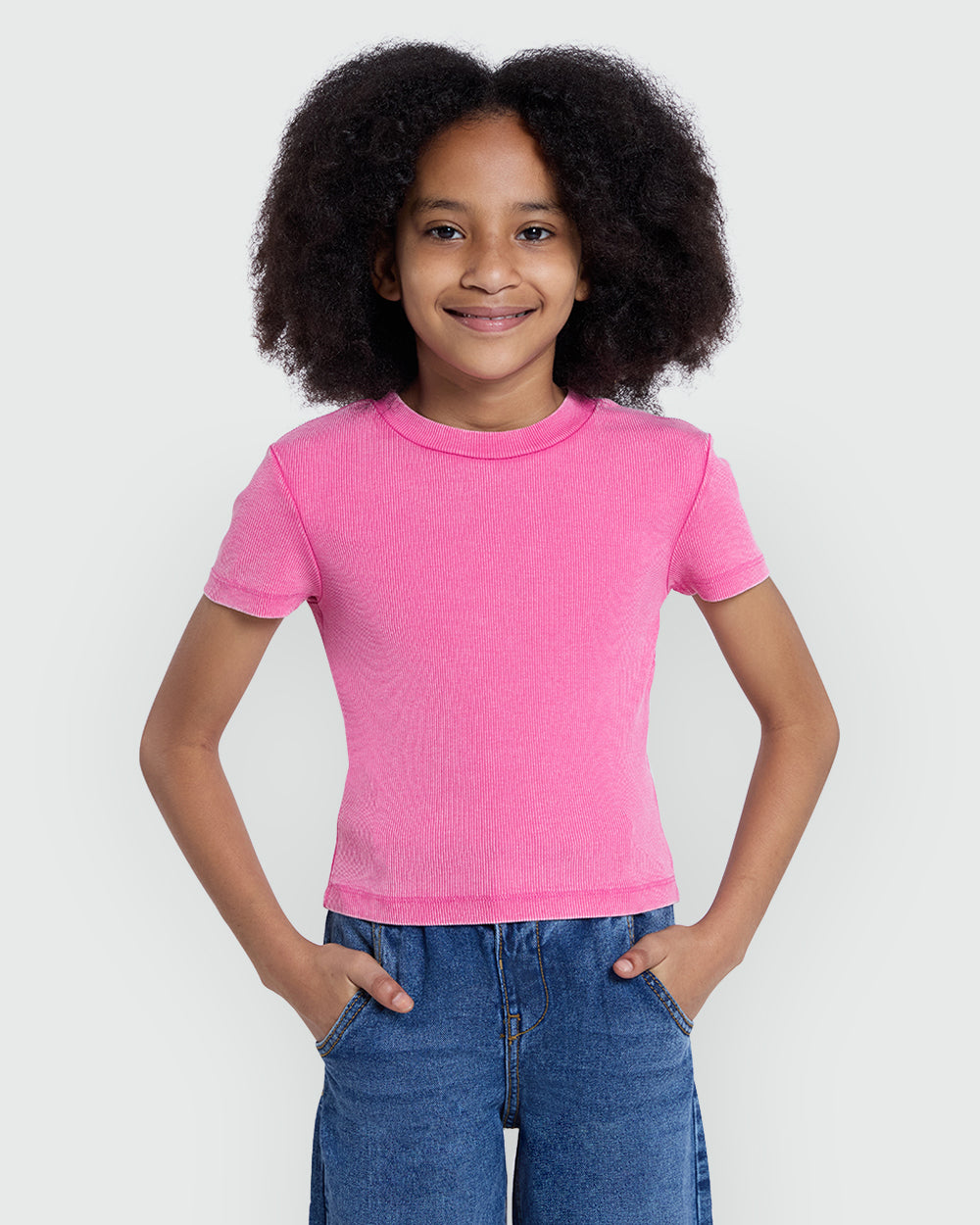 Ribbed Tee For Girls In Ibis Rose – By OVS Pink / 10-11 Y