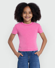 Ribbed Tee For Girls In Ibis Rose – By OVS Pink / 10-11 Y
