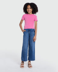 Ribbed Tee For Girls In Ibis Rose – By OVS Pink / 10-11 Y