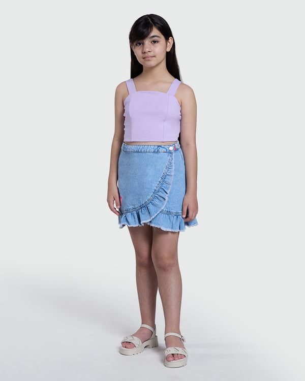Lavender Sleeveless Top By OVS For Girls Violet / 10-11 Y