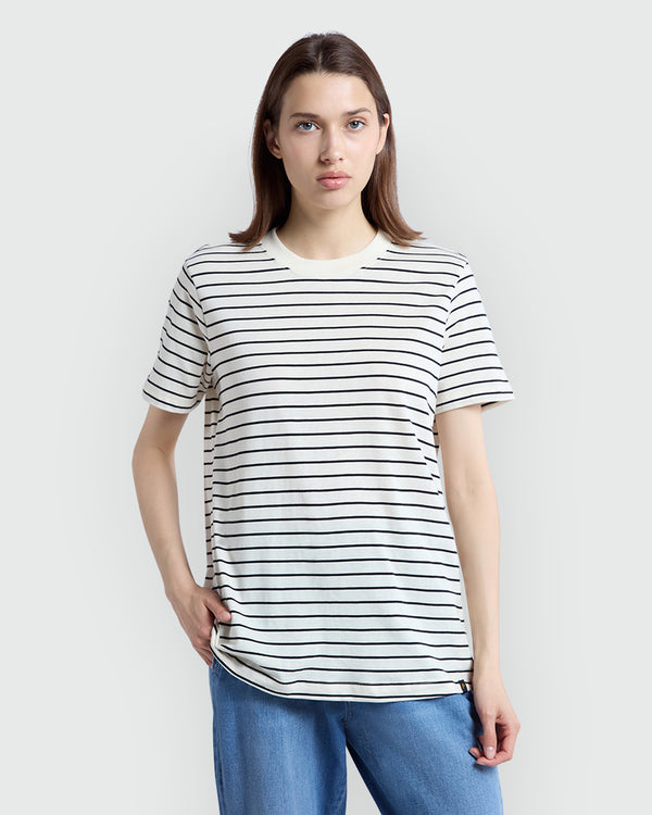OVS Supima Cotton Tee In Panna/Black White/Black / L